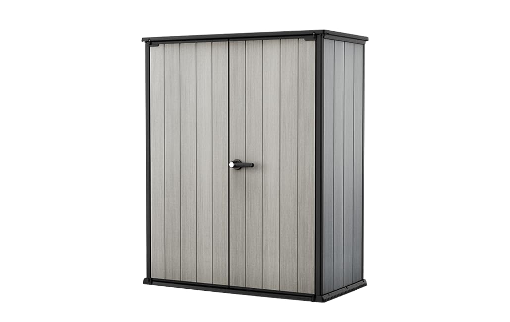 Keter High Store Plus- Cobertizo de jardín Exterior, 1400L, Color Gris, tecnología Duotech Paredes aptas para Pintar, 170.4 x 140 x 73.6 cm