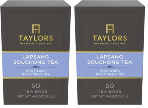 Taylors of Harrogate Lapsang Souchong,Black Tea,Pillow Tea Bags,Smoky,Rich and Strong,Caffeinated,Enjoy Hot or Iced,50 Teabags,50 Count (Pack of 2)