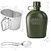 ZOOFOX Military Canteen, 1 Quart Portable Army Water Bottle with Aluminum Cup, Stainless Steel Spoon, Fork and Knife, Plastic Tactical Water Bottle for Military Hiking Camping Survival