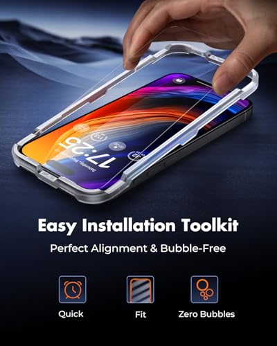 Image of UNBREAKcable 2-Pack Screen Protector for iPhone 15 Pro,Tempered Glass | Double Shatterproof Glass[Easy Installation Frame][9H Hardness] [99.99% HD Clear] [Case Friendly]for iPhone 15 Pro 6.1 inch