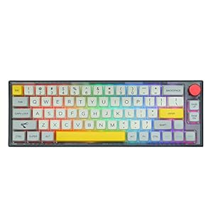 EPOMAKER TH66 Pro 65% Hot Swappable RGB 2.4Ghz/Bluetooth 5.0/Wired Mechanical Gaming Keyboard with MDA PBT Keycaps, Knob Control for Mac/Win/PS4/PS5 (Black Case, Gateron Pro Yellow)