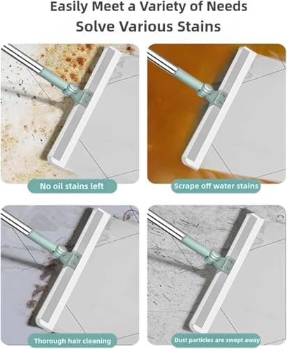 Image of ERBIL Floor Wiper with Silicone Blade | Magic Broom Water Squeegee for Bathroom, Tiles, Marble, Glass & Balcony | 180 Swivel Head Adjustable Long Handle Multipurpose Cleaning Wiper [ 1-pcs ]