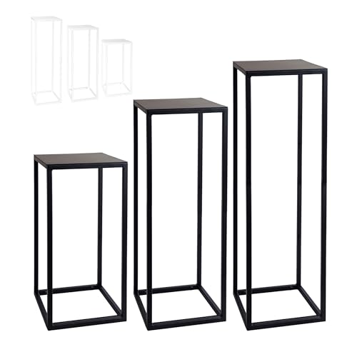 Natural Goods Berlin 1x Blumenständer Metall Schwarz 70 cm - Eckiger Deko Blumenständer - Blumenhocker wetterfest outdoor, stabil & pflegeleicht - idealer Pflanzenständer für Draußen & Drinnen