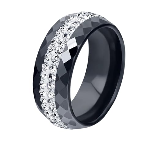 Ailan bague de mariage en céramique polyvalente pour femmes à la mode, bagues de mode de 8mm, noir, Taille 6