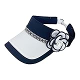 YOOJIA Open-Top Sports Visor for Ladies, Rhinestone Camellia Feature, Golf Tennis Running Cap, Spring Summer UV Shield Headwear Black One Size