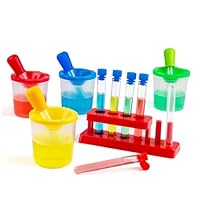 TOUHKAN Color Science Test Tubes, Droppers for Kids, Plastic Test Tubes with Caps, Lab Tubes Science Experiments for Kids Age 4 5 6 7 8, Science Supplies Test Tube Holder for Little Scientist