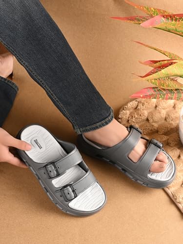 Image of DOCTOR HEALTH SUPER SOFT Men EVA Double Strap Sandals | Adjustable Buckle Comfort Slides | Lightweight Anti-Slip Ventilated Casual Sandals for Everyday Indoor Outdoor Wear