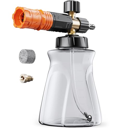 Image of Foam Cannon for Pressure Washer, 1L Snow Foam Lance | 1 /4 in quick connect, Includes extra orifice nozzle, foam makers, adjustable spray for cars