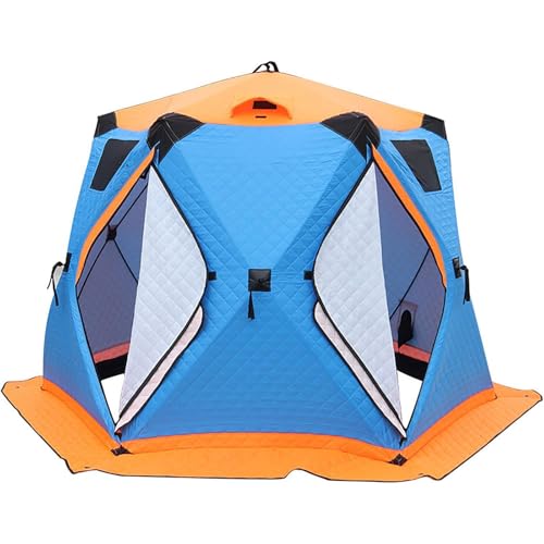 Tente de pêche à glace avec cric de poêle abri d'hiver portable à ouverture rapide