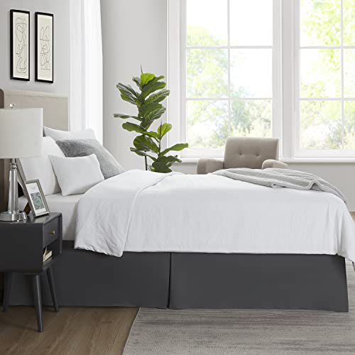 Image of Nestl Dark Gray Full XL Bed Skirt - Full XL Size Bed Skirt 14 Inch Drop - Brushed Microfiber Bed Skirts - Hotel Quality Pleated Bed Skirt - Shrinkage & Fade Resistant