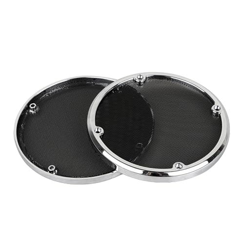 Image of Rear Speaker Grills Mesh Cover fit for Harley Electra Glide Ultra Classic Ultra Limited Tri Glide Ultra FLHTCU 2014-2023, Chrome Trim+Black Mesh
