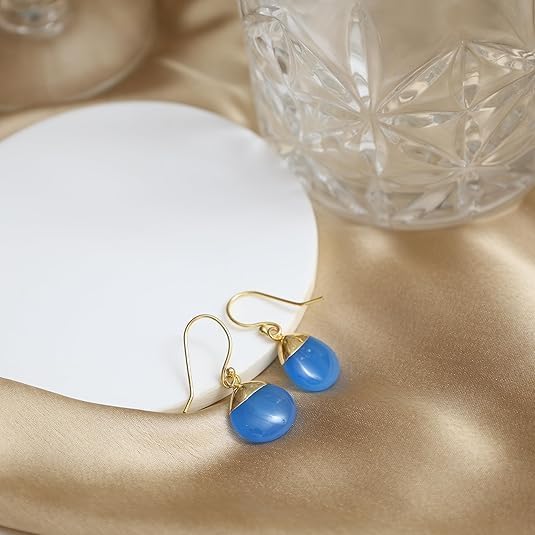 Gempires Natural Pear Cabochon Hook Earring, Meditation Earring, Handamde Jewelry, Gift for Her - Image 3