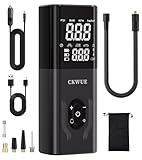 Tire Inflator Portable Air Compressor, CKWUE 180PSI Cordless Air Compressor, 6X Faster Air Pump with Digital Pressure Gauge, Tire Pump with Dual Mode Inflation for Car, Motorcycle, Bicycle and Ball