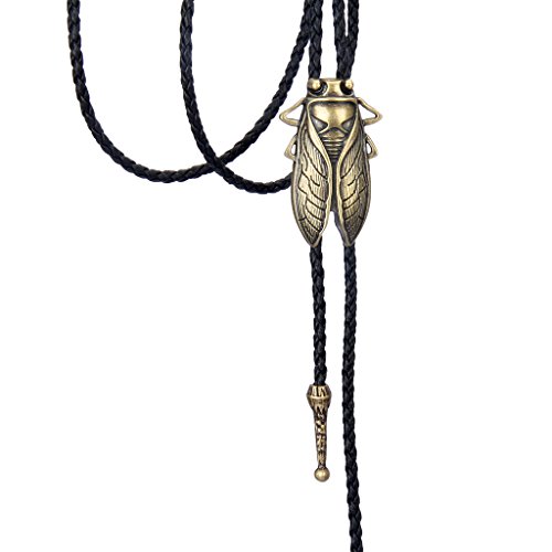 Image of Jeilwiy Bolo Tie for Men Western Cowboy Tie Necklace Gold Bolo Tie Leather Necktie Halloween Tie Accessories for Women