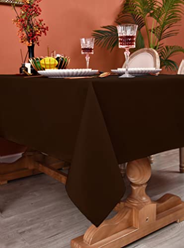 Meanmoy Brown 210 Gsm Water & Stain Resistant Square Tablecloth - Solid 54 X 54 Inch Rectangle Table Cloth Cover In Wrinkle Free Washable Wipe Clean Polyester Fabric For Wedding, Party, Banquet #TOP2
