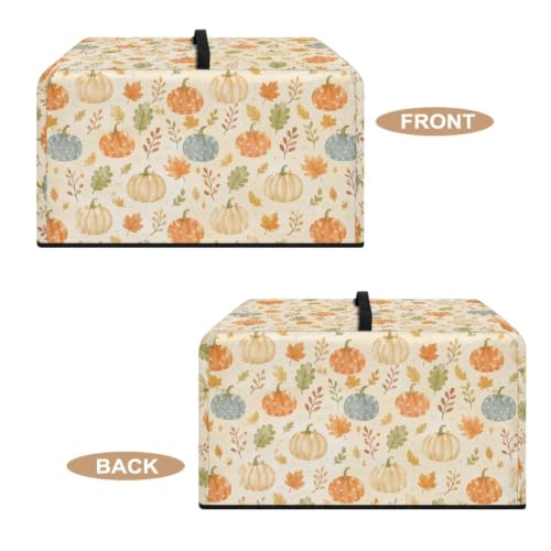 Image of Microwave Oven Cover, Dustproof Air Fryer Toaster Protector Electrical Appliance Cover for Kitchen Fall Decor, L, 20.9 x 15.7 x 12.4 Inches, Pumpkin Leaf Beige