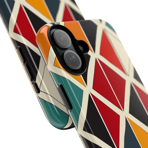 Coque rigide brillante motif géométrique orange pour iPhone 16 Plus luxe - 2