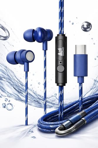 Image of BLAAST'C TypeC Wired Earphone with Powerful HD Mic for Clear Sound, Deep Bass Sound, HD Calling, in-Line Volume Control & Noise Cancellation Compatible with only TypeC Jacks in Mobiles-BLUE