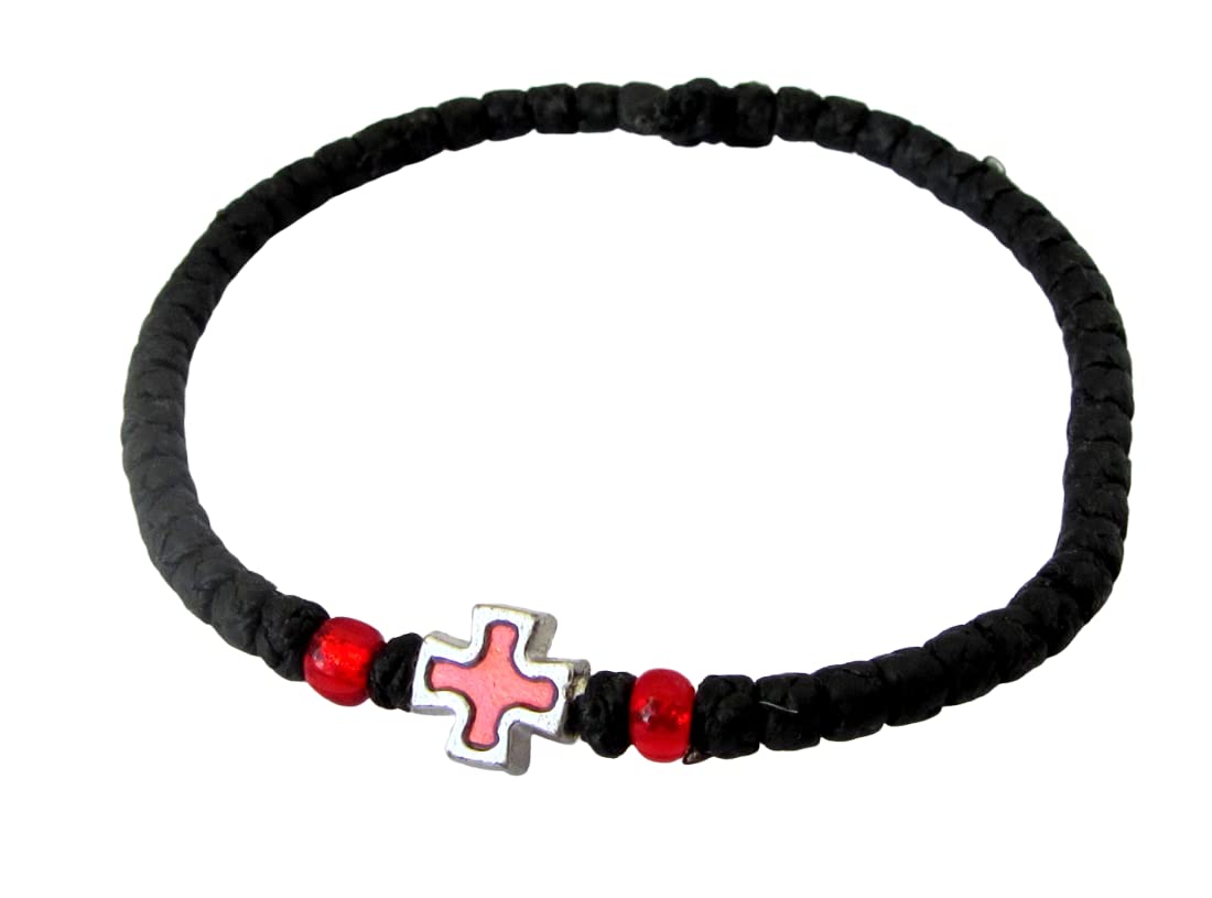 IconsGr Komboskoini Griego Ortodoxo – Cuerda De Oración De 100 Nudos Hecha A Mano Con Cuentas Rojas, Bendecida