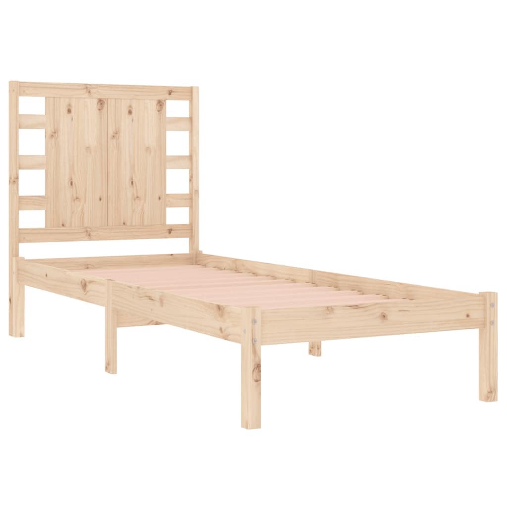 Lite sosnowe drewno z zagłówkiem klasyczny 90x190 cm Brąz | Rama łóżka lite drewno 90x190 cm sosnowa z zagłówkiem pojedyncza do sypialni