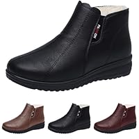 cushion walk boots for women Classic Platform Snow Boots for Women Slip On Ankle Boots Wide Fit Mini Short Boot Suede Leather Snow Boots Warm Fur Lined Winter Boots