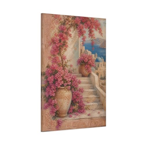 Impression toile bougainvillier rose grand tableau floral salon vertical