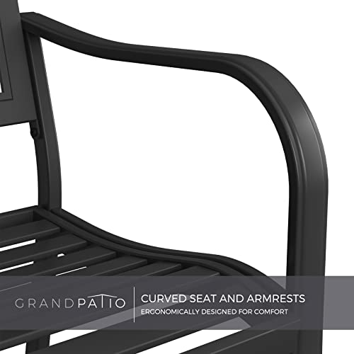 Grand Patio Garden Bench, Outdoor Benches With Anti-Rust Steel Metal Frame, Patio Seating For Front Porch Park Outside Furniture Decor, Black #TOP3