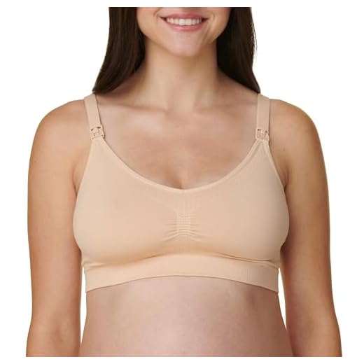 Bravado! Basics Women's Comfort Maternity Bra and Nursing Bra Adjustable, Seamless, Nude, Medium