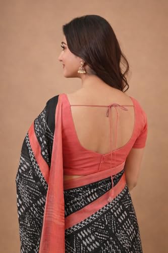 Image of Jack & Jini Women's Floral Print Pure Georgette Saree with Blouse Piece | Soft Casual & Festive Drape | Gift for Mother, Wife.