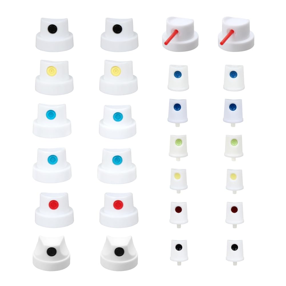 Littimoon Spraypaint Nozzle Caps Set 26 Universal Replacement Tips for DIY Projects - High-Efficiency Paint Saver & Handle Attachments