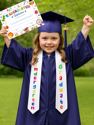Image of QZYL Kindergarten Graduation Cap and Gown Set, 2026 Congrats Grad Outfit with Tassel & Certificate for Kindergarten