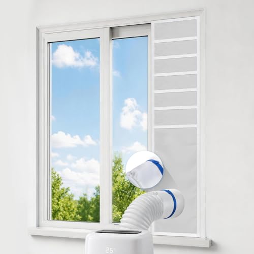 Portable Air Conditioner Window Vent Kit, Window Seal Kit for Mobile Air Conditioning & Dryer, Full Sealing Waterproof, Fit Both 5' and 6' Exhaust Hose, Length Adjustable 10x40-64 Inches