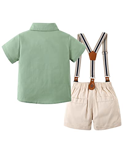 Yallet Toddler Baby Boy Outfits 1-5T Boys Suits Gentleman Short Sleeve Button Shirts+Bowtie+Suspender Shorts Formal Clothes #TOP1