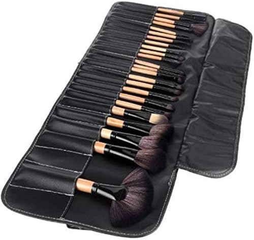 Soft Bristle Makeup Brush Set With Pu Leather Case - Black, 24 Pieces, 24 In 1 Makeup Brush Black