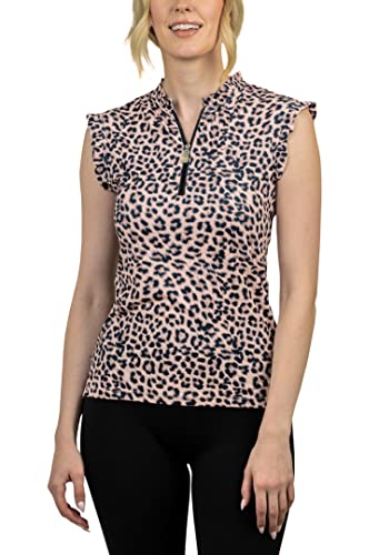 Kastel Denmark Women's Sleeveless Ruffle Tank | 1/4 Zip Athletic Tops | UPF 30+ Protection2