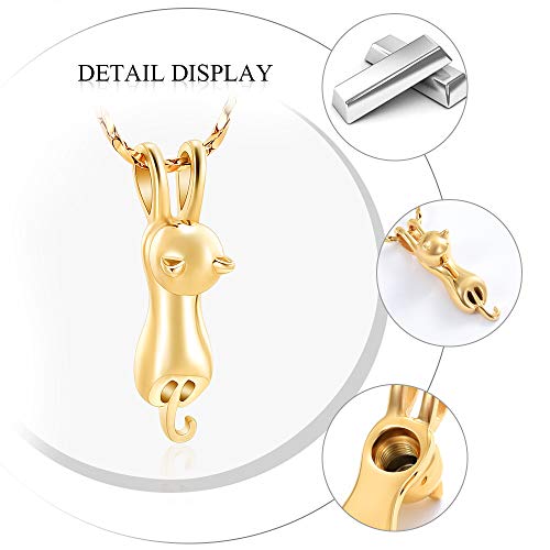 Imrsanl Pet Cremation Jewelry for Ashes Memorial Ash Jewelry Keepsake Cat Urn Pendants for Animal Ashes Necklace (Gold)