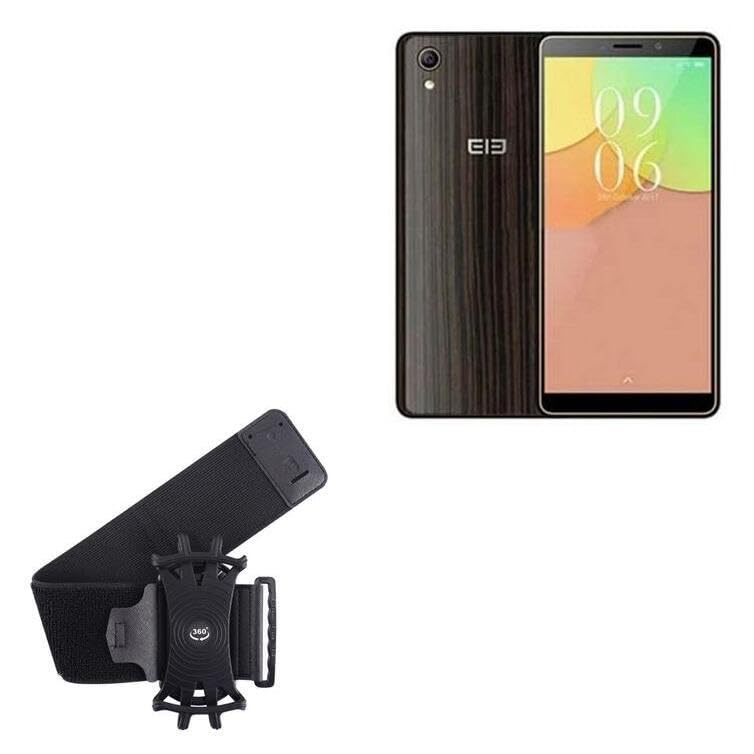 BoxWave Holster Compatible with Elephone A2 - ActiveStretch Sport Armband, Adjustable Armband for Workout and Running - Jet Black