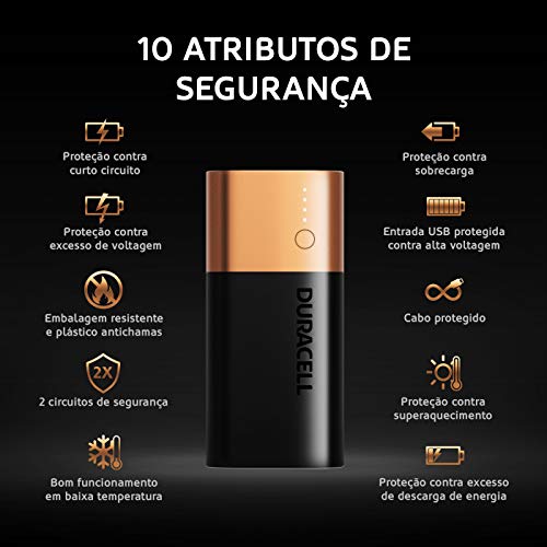 Carregador Portátil, Duracell, Preto/Dourado