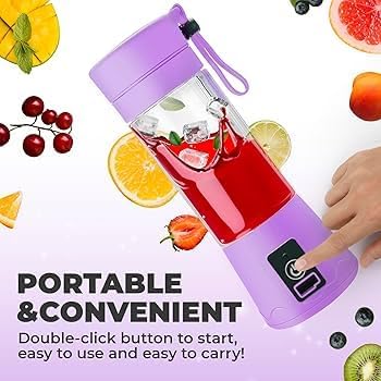 Miniatura 3 de Licuadora portátil de tamaño personal, licuadora de 12.8 fl oz, licuadora y batidos, taza de jugo de viaje sin BPA con potente mezcla, recién