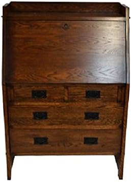 Crafters & Weavers Mission Solid Oak Secretary Desk مع أدراج وأرفف عرض