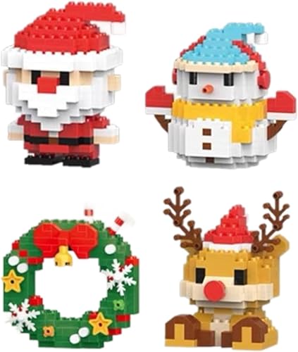 Santa Claus Design Building Blocks Set, 4 Pack Christmas Theme...
