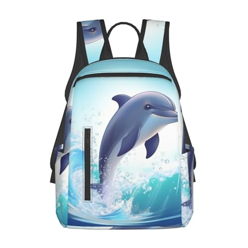 Casual Backpack for Women Men Cute Dolphin Lightweight Daypack Large Capacity Nurse Bag
