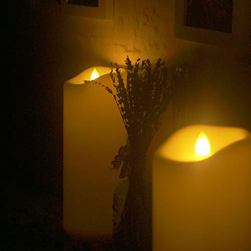 Image of CANDLE CHOICE Large Waterproof Outdoor Battery Operated Flameless Candles with Remote Timer Realistic Flickering Plastic Electric LED Pillars for Lantern Garden Yard Halloween Christmas 4x8 2 Pack