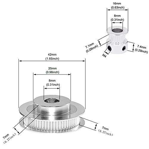 Zeberoxyz ZE058-1 2Pcs Set Gt2 Synchronous Wheel 20&60 Teeth 8Mm Bore Aluminum Timing Pulley thumb #3