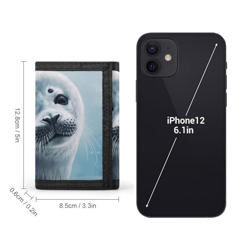 Harp Seal Painting Wallpaper Trifold Wallet for Men - Money Clip Slim Wallets with Multiple Card Slots Minimalist Small Front Pocket Wallet for Everyday Carry2