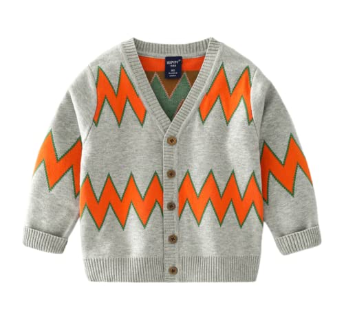 Toddler Baby Boys Girls Christmas Knitted Cardigan V Neck Sweater Button-up Coat Kid Long Sleeve Top Wear