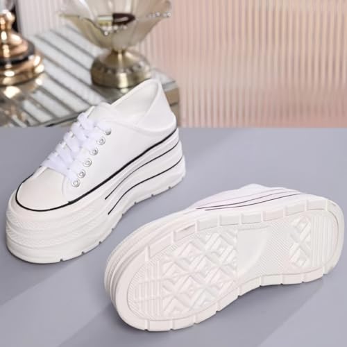 Comfort Lace-up Sneakers for Women Fold-Down Heels Dual-Style Design Waterproof Chunky Platform Genuine Leather Casual Shoes - Image 4