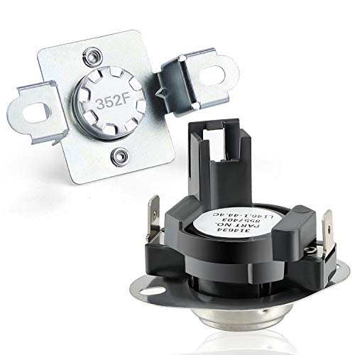 280148 Thermal Cut Off Kit Includes 8557403 Thermostat & 8318314 Thermal Fuse-Replaces 280148VP 1175772 AP3874047 PS991443 EAP991443 by AMI PARTS