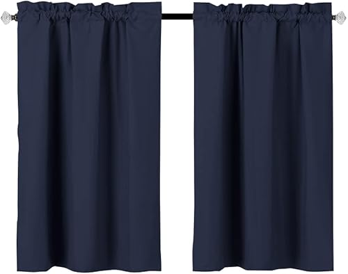 Miniatura 9 de Cortina opaca para cocina, baño, sala de estar, aislamiento térmico, oscurecimiento de habitación, cortina con dobladillo para barra, 2 paneles de