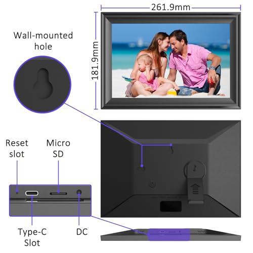 Digital Picture Frame, 10.1 Inch WiFi Photo Frame Electronic, IPS HD Display Touch Screen,16GB Storage, Wall Mountable, Auto-Rotate, Share Photos and Video via Uhale App by Thank Vip - Image 6